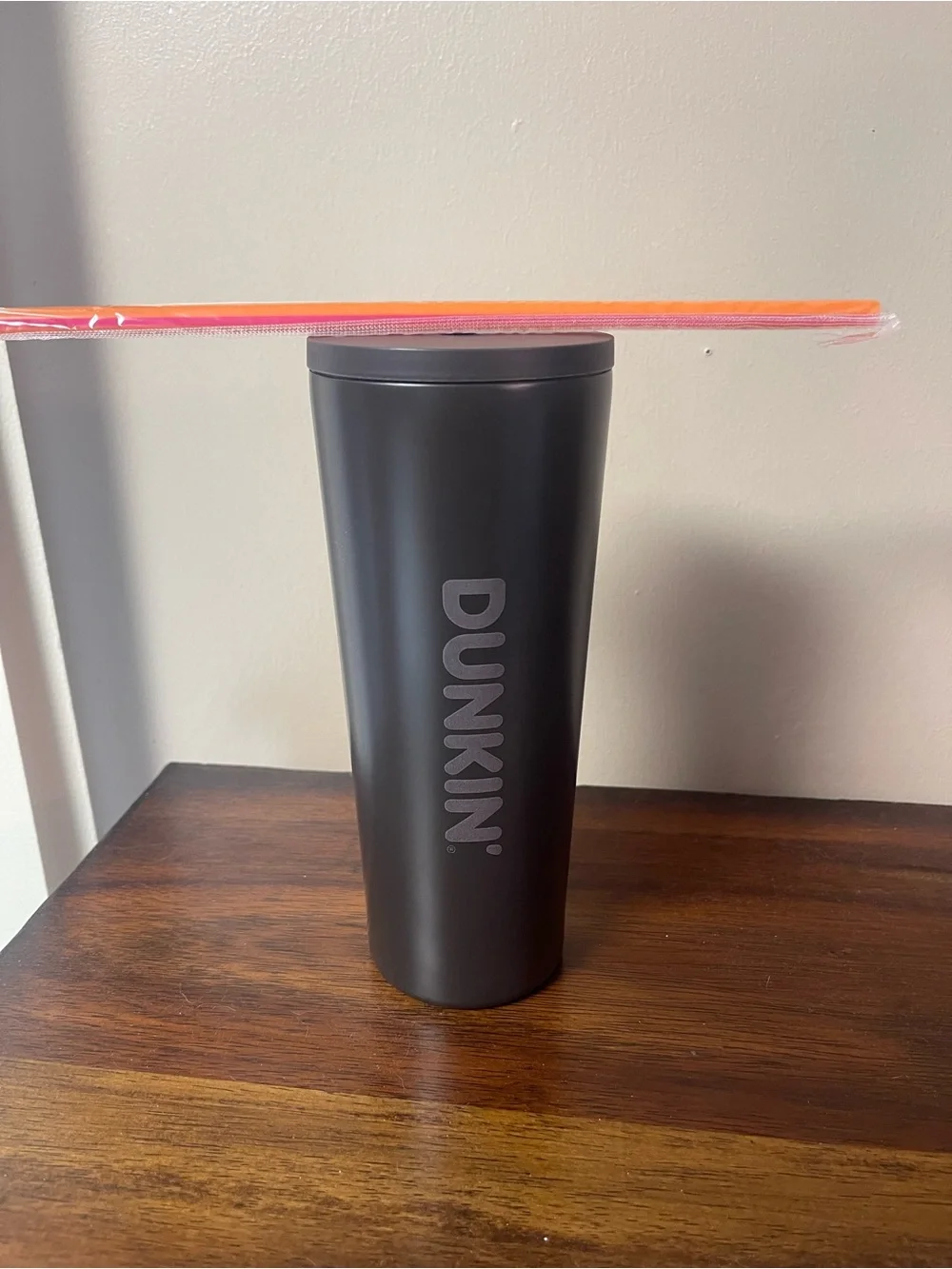 Parke x Dunkin Black Stainless Travel Tumbler with Pink Lettering